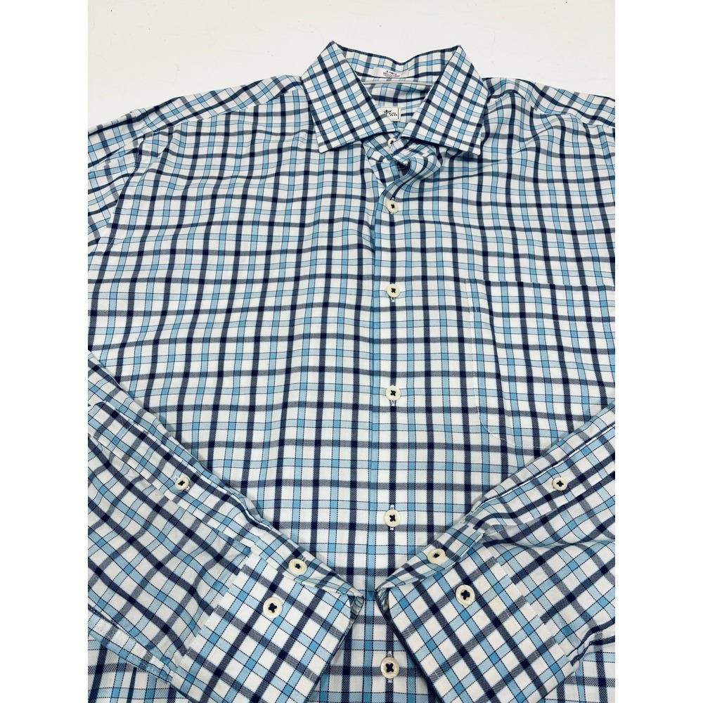 Peter Millar Men's Plaid Long Sleeve Button Up Shirt 100% Cotton Size Large
